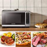Digital Microwave Oven with Turntable Push-Button Door, Child Safety Lock, 700W, Stainless Steel, 0.7 Cu.ft BLACK+DECKER