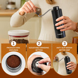 CF WISDOM Espresso Manual Burr Coffee Grinder – CNC Stainless Steel Conical Burrs, Dual Bearings, Precision Adjustable Hand Grinder