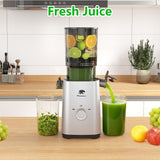 Cold Press Juicer, Juicers Machines - 5.3" Large Feed Chute for Whole Fruits & Vegetables, Powerful AC Brushless Motor, 99% Juice Yield, Ultra Quiet, Easy Clean, Extra one Replace juicer strainer