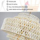 LUJOGUID 28.74in Large Chandelier White Light for Living Room, 8-Light Rattan Lighting Hand Woven Wicker Light Fixtures for Dining Room Bedroom Kitchen Island Restaurant