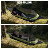 Night Cat Flat Lay Hammock Tent with Mosquito Net Waterproof Rainfly for 1 Person Backpacking Hiking Camping Lightweight 330LBS 87x28x19in
