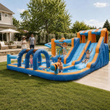 Maybird Inflatable Water Slide, 12-in-1 Bounce House with Climbing Wall, Splash Pool, Crawl Tunnel, Obstacles, Two Water Slides Bounce House for Kids Ages 3-8 Indoor Outdoor