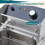 Electric Deep Fryer Stainless Steel with Basket and Lid - 6.34 QT/6 L Capacity, 1800 Watts, 120V Countertop Fryer for Home Kitchen and Restaurant