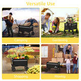 ROSONG Collapsible Wagon Cart with Wheels Foldable - Folding Utility Heavy Duty Wagons Carts for Grocery Sports Garden Shopping Camping Wheelbarrows (Black, 90L)