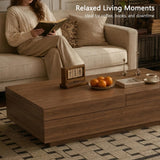 47.2–81.8" Mid Century Modern Square Coffee Table, Walnut