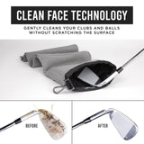Club Scrub Towel Pro, Golf Club and Ball Cleaning Pouch with Attached Towel, Waterproof Exterior + More (Gray)