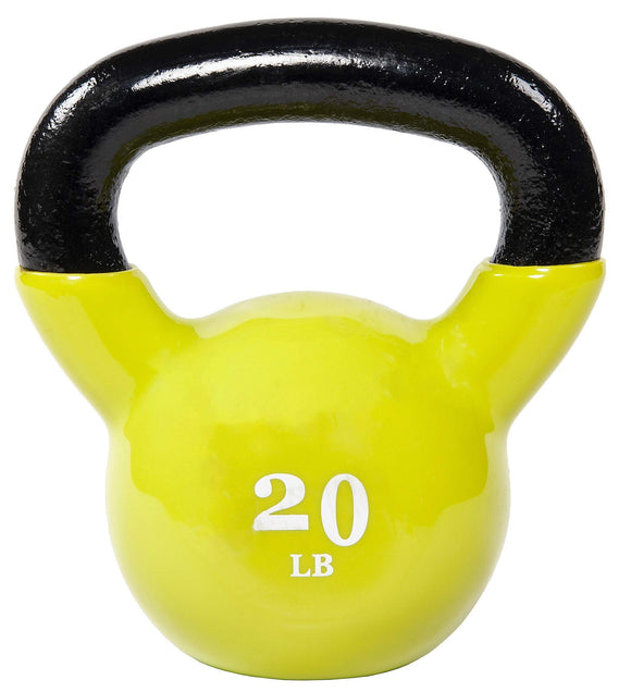 Fitvids All-Purpose Color Vinyl Coated Kettlebell, 5-50 Pounds, Yellow Fitvids