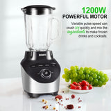 JUSANTE Professional Blender with 1200 Watts and 64 oz Glass Jar Kitchen Countertop Blender for Shakes and Smoothies with High Speed Total Crushing Smoothie Blender Black for Smoothies Frozen Drinks