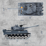 Supdex RC Tank, 1:18 Alloy Metal German Tiger I Remote Control Army Model Toys, 2.4Ghz RC Vehicle with Smoke, Sound and Lights, Military Tank for Adults and Kids