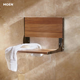 Moen Home Care Bathroom Safety Shower Chair for Elderly and Disabled, Old World Bronze Aluminum Foldable Teak Shower Bench, Handicap Accessories for Daily Living, DN7110OWB