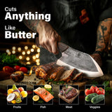 COOLINA Lixy Cleaver Chef Knife, 8.7-in Hand-forged High Manganese Clad Steel, Full Tang Butcher Knife, Razor Sharp Kitchen Knife for Camping, Outdoor Cooking, Slicing, Cutting Meat