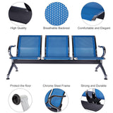 buenotoys 3-Seat Waiting Room Chairs - Waiting Room Bench with Arms Airport Reception Bench Guest Reception Chairs Lobby Bench Waiting Area for Airport Market Bank Hospital School Barbersho, Blue