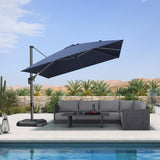 PURPLE LEAF Patio Umbrella Outdoor 10' x 10' Square Easy Assembly Navy