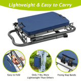 Gardening Stool Kneeler Folding Gardening Bench with Thicker Detachable Kneeling Pad and Tool Store Pouches (Blue)