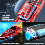 BEZGAR RC Boat, 16 inch Big Brushless Remote Control Boat for Adults and Kids, 55 KPH Large Fast RC Speed Boats with 2000mAh Battery, Ideal Waterproof Toy Boats for Lakes - HJ818PRO Red