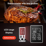 Wireless Meat Thermometer, 800FT Bluetooth Cooking Thermometer, 2 Ultra-Thin Probes, LCD Display, Digital Food Thermometer Speusurea