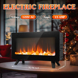 16" Small Freestanding Electric Fireplace Heater - Fire Places Electric Fireplace Stove with Realistic 3D Flames, Infrared Heater Indoor Space Heater, 750 |1500W, Overheating Protection