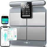 RunStar Scale for Body Weight and Fat Percentage, 8-Electrodes Precision Digital Smart Scale for BMI 28 Body Composition Measurement, Silver Bathroom Smart Scales with Large Display