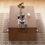 NessCarsti Coffee Table with LED Lights, 51" Modern Rectangular Living Room Center Table with Storage Shelves & Hidden Compartment, Stylish Tea Table for Apartment, Home, Office