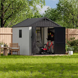 Patiowell 8x8 FT Resin Outdoor Storage Shed with Floor, Beige