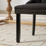 MOOLSUN Fabric Dining Chairs Set of 6, High Back Side Chairs, Modern Padded High-End Tufted Upholstered Chairs with Button-Tufted Back & Rear Pull Tabs, Solid Wood Legs F-Black(Solid Wood Legs)