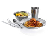 Wealers Unique Complete Messware Kit Polished Stainless Steel Dishes Set (4 Person Set) (Orange) Wealers