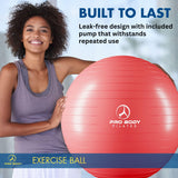ProBody Pilates Exercise Ball - Multiple Sizes Gym Grade Balance Ball for Fitness, Workout, Pregnancy & Physical Therapy, Stability Yoga Ball Chair (Red, 55 cm)