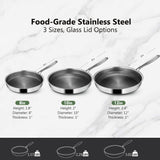 Vocvee Non Stick Frying Pans, 12-inch with Lid, Hybrid Frying Pans Nonstick Stainless Steel Skillets, Dishwasher & Oven-Safe, Stay-Cool Handle, PFOA Free Cookware, Compatible with All Cooktops