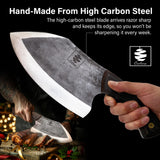 COOLINA Lixy Cleaver Chef Knife, 8.7-in Hand-forged High Manganese Clad Steel, Full Tang Butcher Knife, Razor Sharp Kitchen Knife for Camping, Outdoor Cooking, Slicing, Cutting Meat