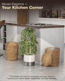 BLUEWEST Wicker Bathroom Trash Can with Lid, 4 Gal Water Hyacinth Trash Can