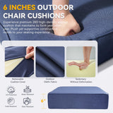 Jelwaly 6" Thick Outdoor Chair Cushions - 22"* 24" Patio Furniture Cushions with Water Resistant & Removable Cover