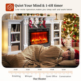 LGHM 80" Electric Fireplace with Mantel, Fireplace TV Stand for TVs Up to 90 Inch, Modern Entertainment Center with Storage, 30'' Fireplace Heater Insert with 3D Flame Effect for Living Room