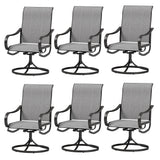 MFSTUDIO Swivel Patio Dining Chairs Set of 6, Grey Textilene Fabric