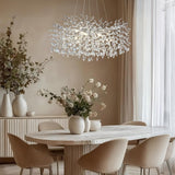 kvtinmty Modern Crystal Chandeliers for Dining Room, 40" Round Silver Tree Branches Chandeliers, Large Dining Room Over Table Chandeliers Lights Fixture, Branches and Crystals Ceiling Light Fixtures