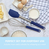 Silicone Kitchen Utensils Set - 12 Pieces Cooking Utensils Non-Stick Heat Resistance Silicon with Stainless Steel Handle - Blue Kaiihome