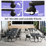 Mobile Folding Conference Table on Wheels, Modern Flip Top Stackable Training Tables