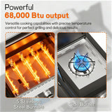 Veralune 5 Burner Gas Grill with Side Burner, 68,000 BTU, 548 Sq in