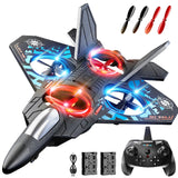 NIPLOOOW Foam Remote Control Airplanes Rc Planes for Kids 4-8, Remote Control Planes Fighter Jet with Light, 360° Flip Fighter Jet Toy, Gravity Sensing, Stunt Roll, Gifts for 6 7 8 10 12 Year Old Boys