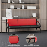 Waiting Room Bench, Office Furniture Reception Chairs with Arms (Red&Black,3 Seat) wonline