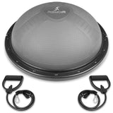 ProsourceFit Balance Trainer Stability Exercise Half Ball with Resistance Bands and Pump for Yoga Aerobics Home Gym Workout, Grey ProsourceFit