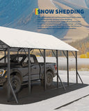 GarveeLife 13x26 ft Metal Carport with Vertical Roof, Heavy-Duty Metal Car Port 120° Steep-Pitch Roof, 133" High-Clearance for Full-Sized Pickups, Tractors, and Bass Boats