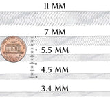 ONTHOLOGIE, 7 mm Herringbone Chain Necklace for Women Men 18K White Gold Over Italian 925K Stamped Solid Sterling Silver, Flat Snake Chain, Made in Italy, 20 Inch