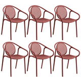 WOOW DEPOT Red Plastic Indoor/Outdoor Dining Chairs Set of 6, All Weather