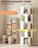 5-Tier Rotating Bookshelf Tower, 360° Spinning Modern Book Storage Bookcase