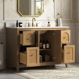 DELUXE LIVING 48 Inch Bathroom Vanity with Sink, Fully Assembled, Light Oak