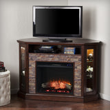 SEI Furniture - Redden Corner-Convertible Electric Fireplace with Touch Screen - Espresso - Transitional Design, Brown Glass and Wood - Ideal for Living Room, Bedroom (FR9392)