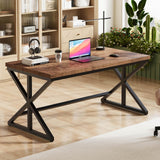 Wooden Metal Executive Pc Computer Desk Table, Wood Student Gaming Study Computer Table for Bedroom Living Room