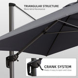 PURPLE LEAF Patio Cantilever Umbrella 10' x 13' Large Space for Pool Grey