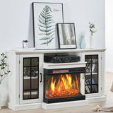 LUXOAK 59" Fireplace TV Stand with 3-Sided Glass Electric Fireplace