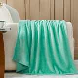 NEWCOSPLAY Super Soft Throw Blanket Mint Green Premium Silky Flannel Fleece Leaves Pattern Lightweight Bed Blanket All Season Use (Mint Green, Throw(50"x60"))